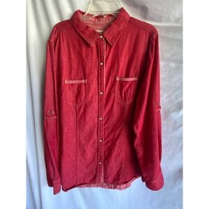 Women's CE Schmidt Workwear Red‎ Shirt Darted Pearl Snap XL